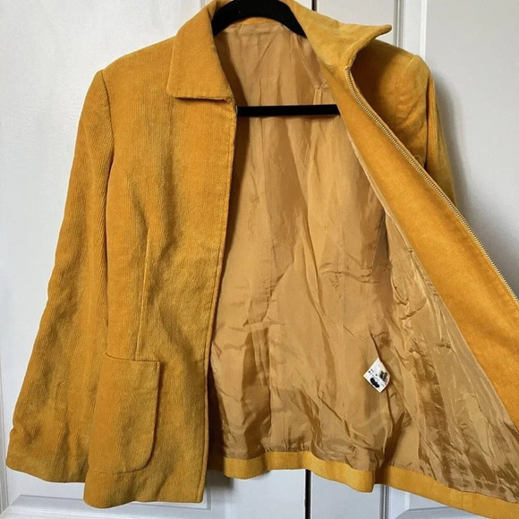 Vintage  Saturday Afternoons Golf Gold Yellow Corduroy Zip Jacket - Picture 3 of 8